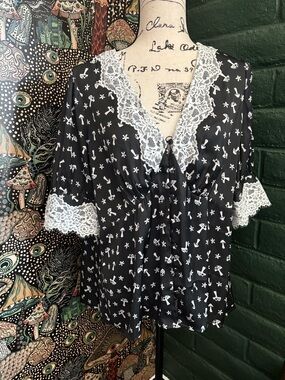 NWT Satin Mushroom Blouse